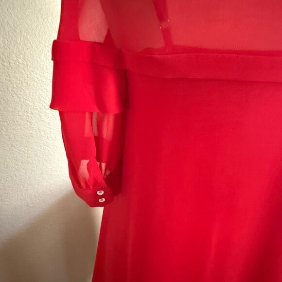 Sandro Womens Sheer Detachable Slip Ruffled Georgette Midi Dress Red Size 40 - Picture 8 of 16